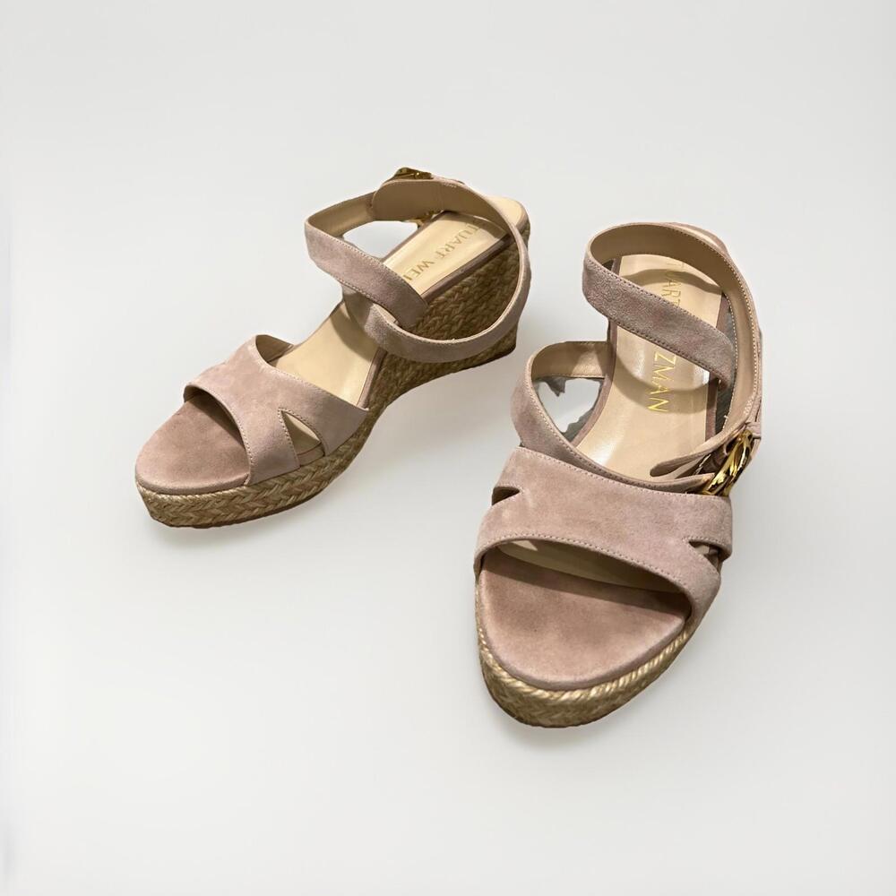 STUART WEITZMAN ESPADRILLE WEDGE SUEDE SANDALS US9 MADE IN SPAIN GOOD COND